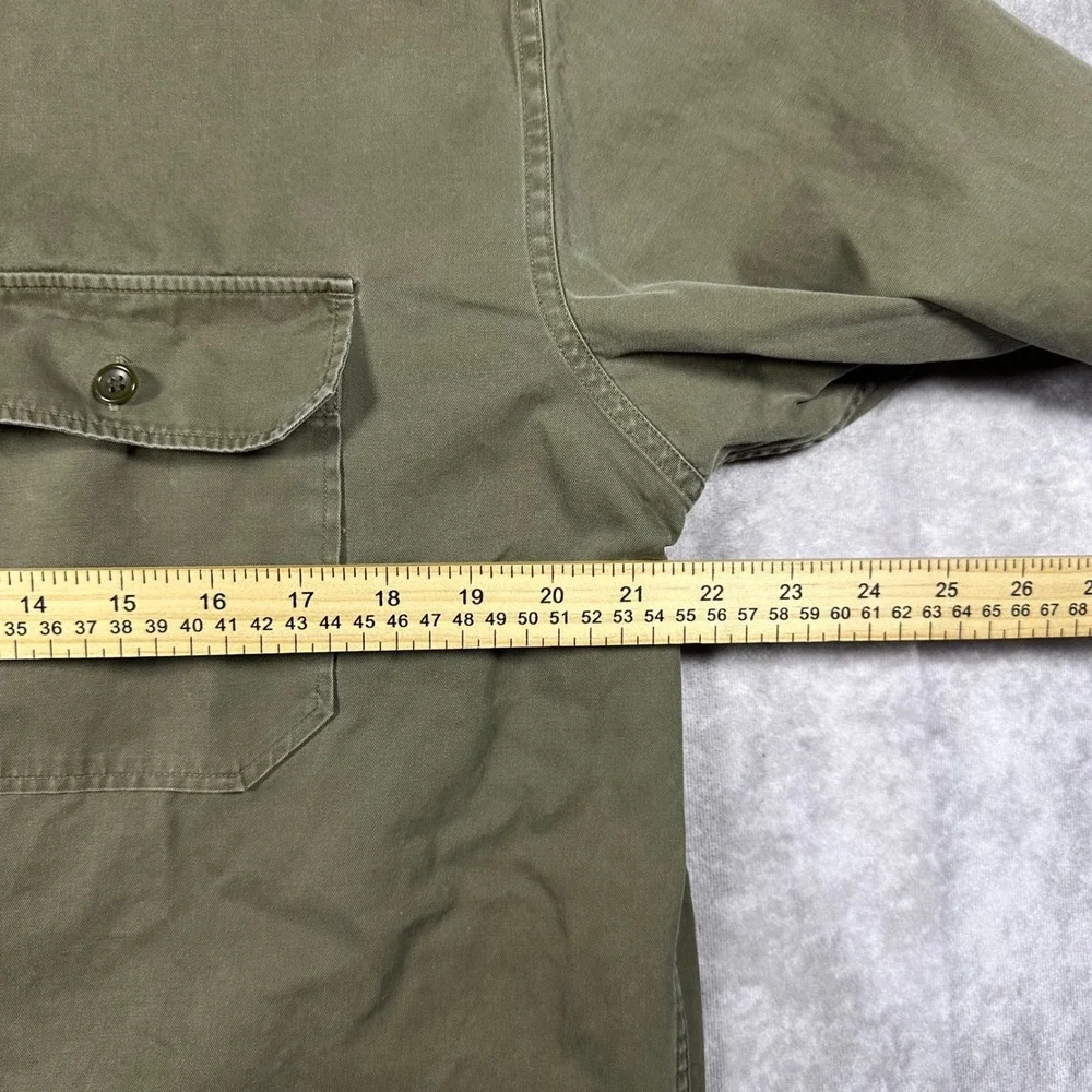 VTG Banana Republic Mens L Olive Green Cotton Military Work Shirt Long‎ Sleeve